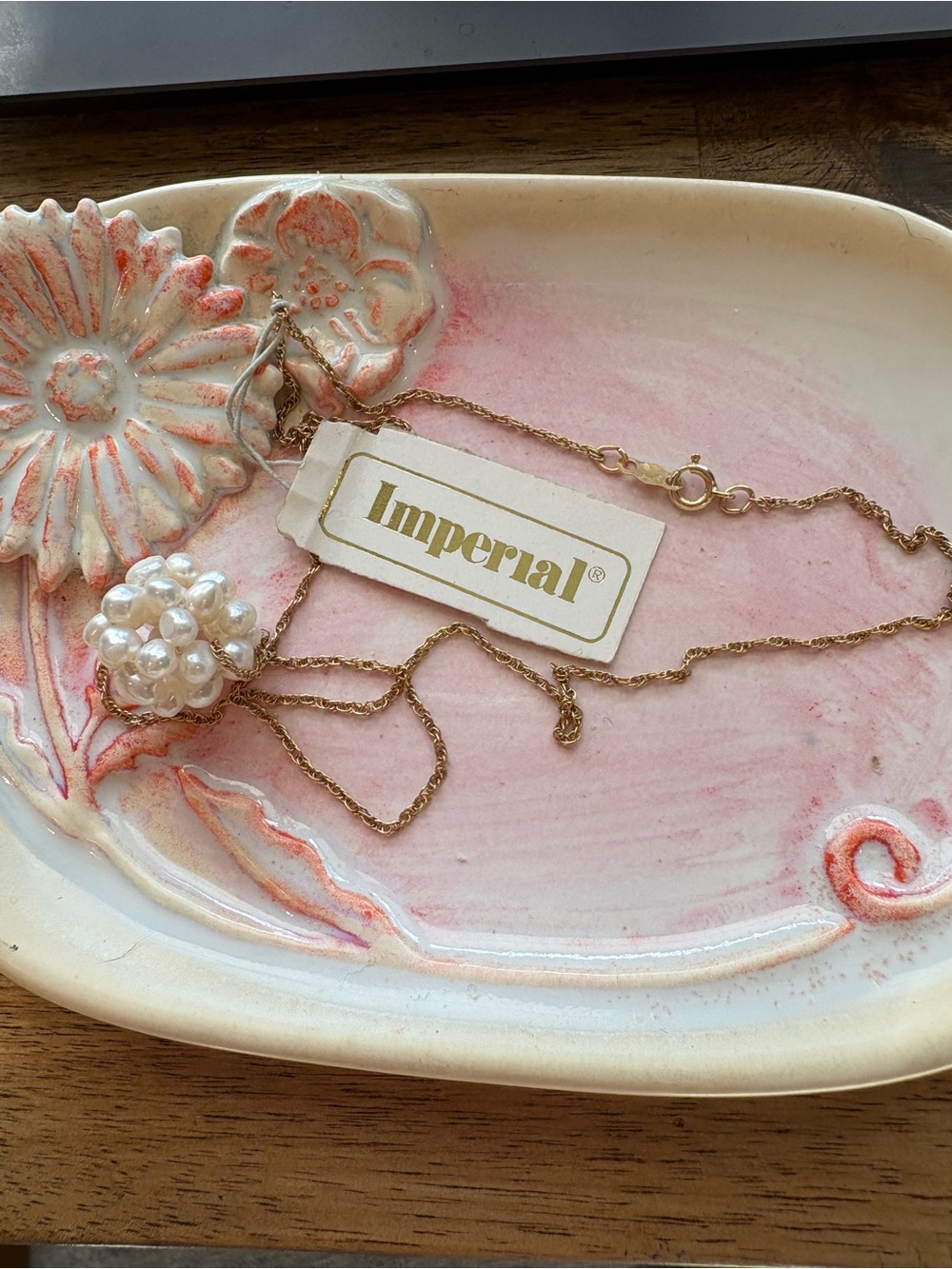 Vintage gold fill chain with pearl cluster ball